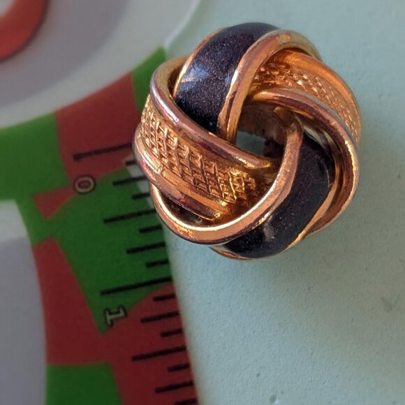 Vintage Rose Gold Knot Earrings - Classic Love Knot Studs - Picture 4 of 4